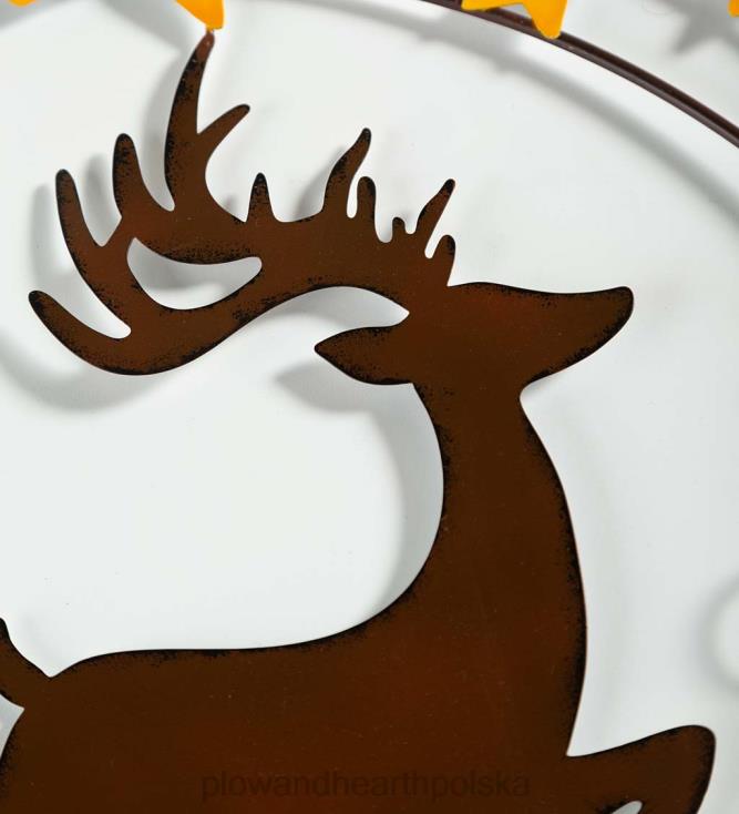 Plow & Hearth metalowy wieniec z jeleniami i gwiazdami 02XR61708 artykuły gospodarstwa domowego