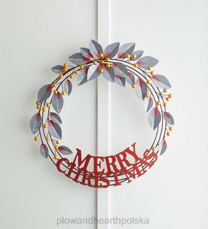 Plow & Hearth wesołych świąt metalowy wieniec 02XR61703 artykuły gospodarstwa domowego