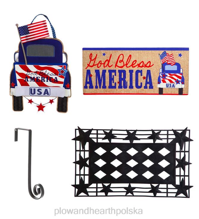 Plow & Hearth patriotyczne dekoracje na drzwi i zestaw mat sassafras 02XR61967 artykuły gospodarstwa domowego