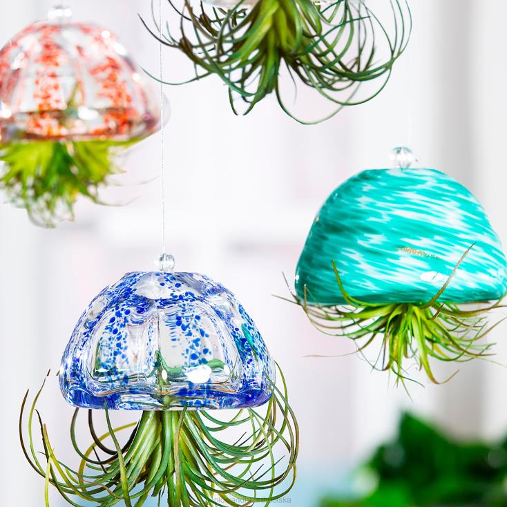 Plow & Hearth Dekoracja roślinna ze szkła artystycznego - turkusowy 02XR62340 artykuły gospodarstwa domowego
