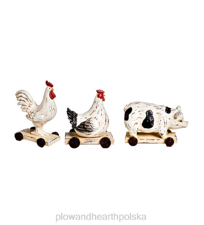 Plow & Hearth Ozdoba na stół ze zwierzętami hodowlanymi, zestaw 3 sztuk 02XR62364 artykuły gospodarstwa domowego