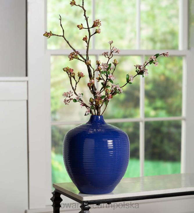 Plow & Hearth ręcznie robiony mały okrągły wazon z gliny aleksandria - niebieski 02XR62448 artykuły gospodarstwa domowego