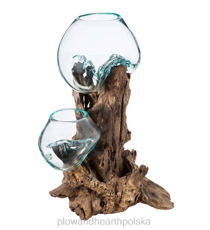 Plow & Hearth ręcznie wykonana podwójna szklana donica na drewnie wyrzuconym na brzeg 02XR62346 artykuły gospodarstwa domowego