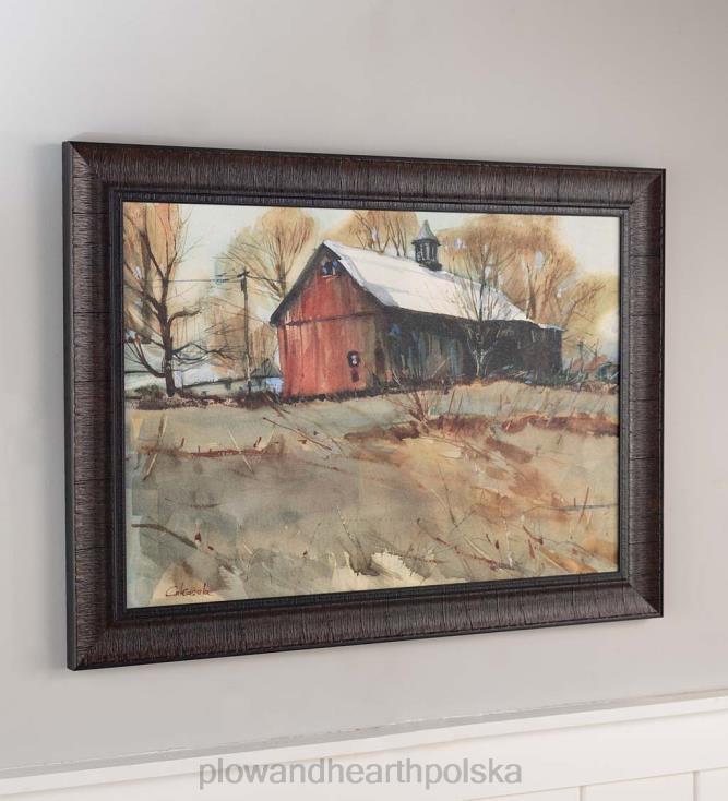 Plow & Hearth stary obraz ścienny w stodole Cumington oprawiony w ramkę 02XR62532 artykuły gospodarstwa domowego