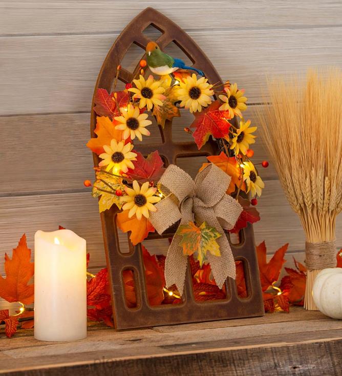 Plow & Hearth świecący wieniec na ścianie okna katedry 02XR62427 artykuły gospodarstwa domowego