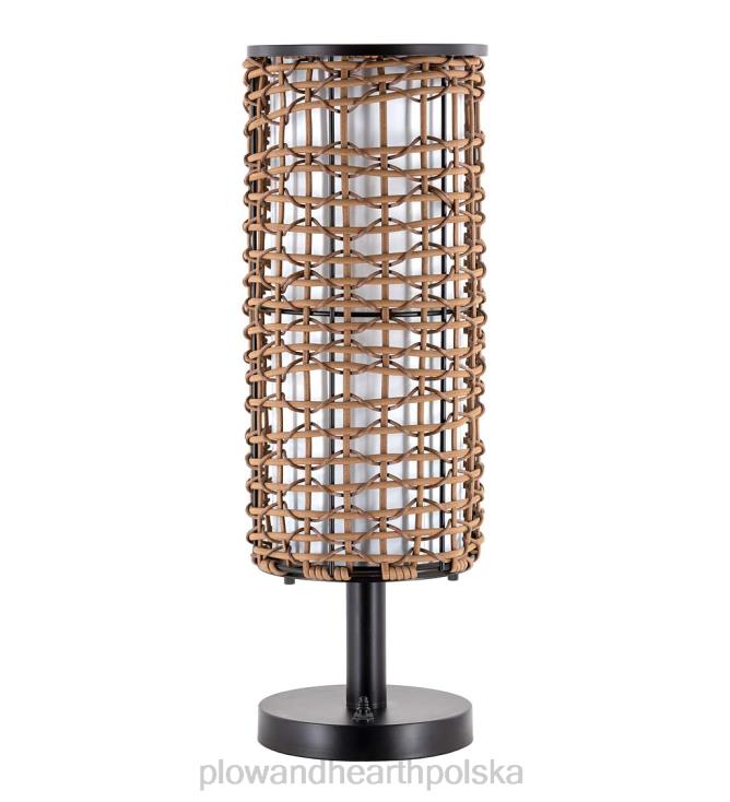 Plow & Hearth Odporna na warunki atmosferyczne zewnętrzna lampa stołowa z tkanym kloszem 02XR61659 artykuły gospodarstwa domowego