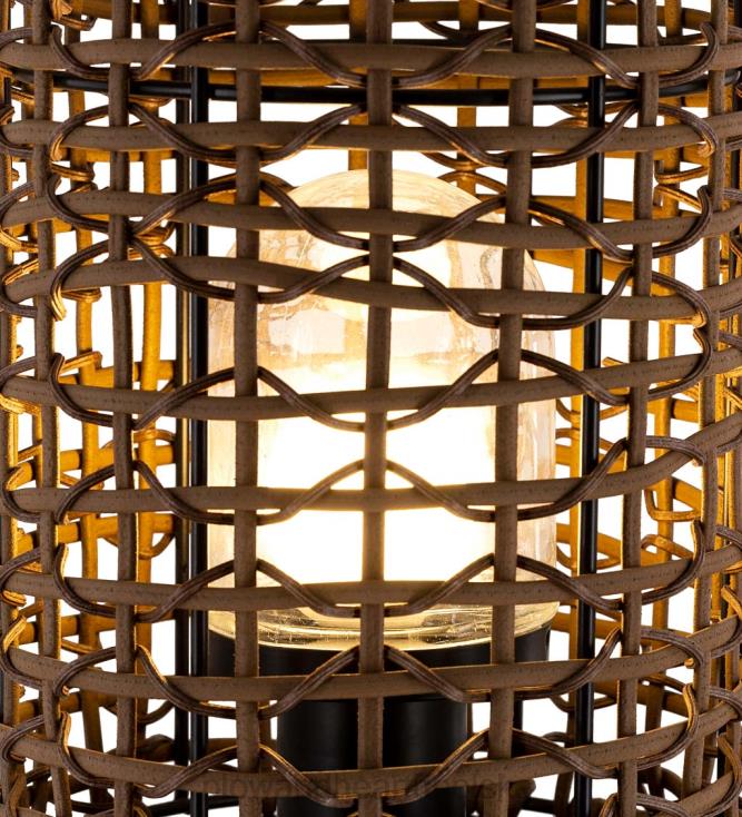 Plow & Hearth Odporna na warunki atmosferyczne zewnętrzna lampa stołowa z tkanym kloszem 02XR61659 artykuły gospodarstwa domowego