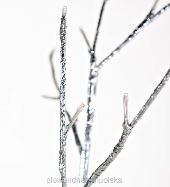 Plow & Hearth Srebrne, metaliczne drzewko do użytku wewnątrz i na zewnątrz z dwufunkcyjnymi światłami 02XR61672 artykuły gospodarstwa domowego