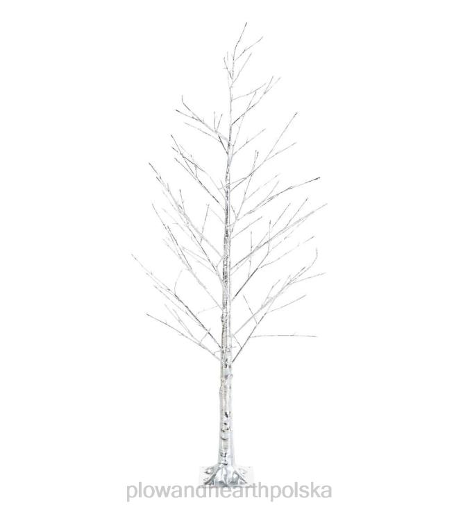 Plow & Hearth Srebrne, metaliczne drzewko do użytku wewnątrz i na zewnątrz z dwufunkcyjnymi światłami 02XR61672 artykuły gospodarstwa domowego