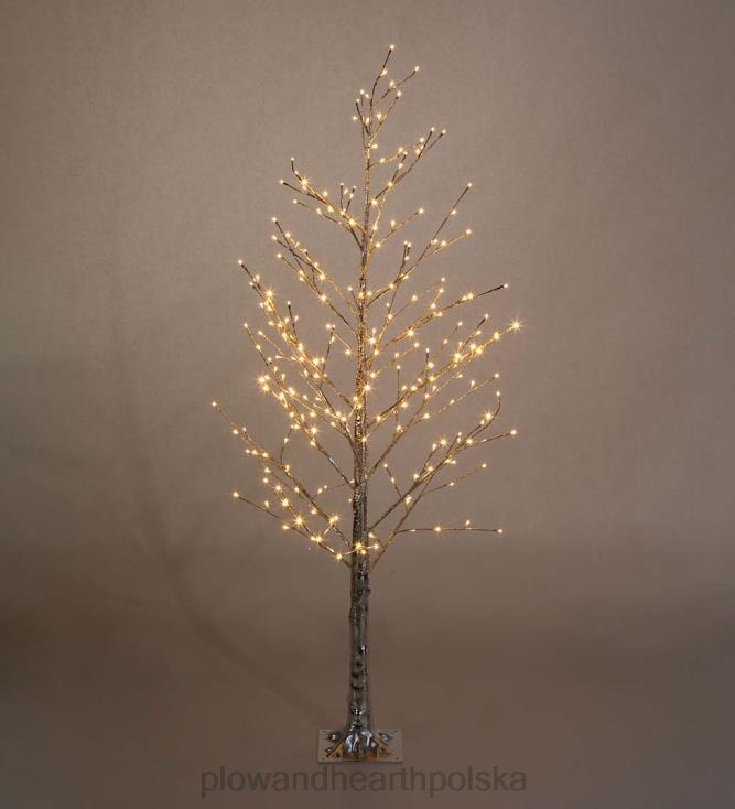 Plow & Hearth Srebrne, metaliczne drzewko do użytku wewnątrz i na zewnątrz z dwufunkcyjnymi światłami 02XR61672 artykuły gospodarstwa domowego