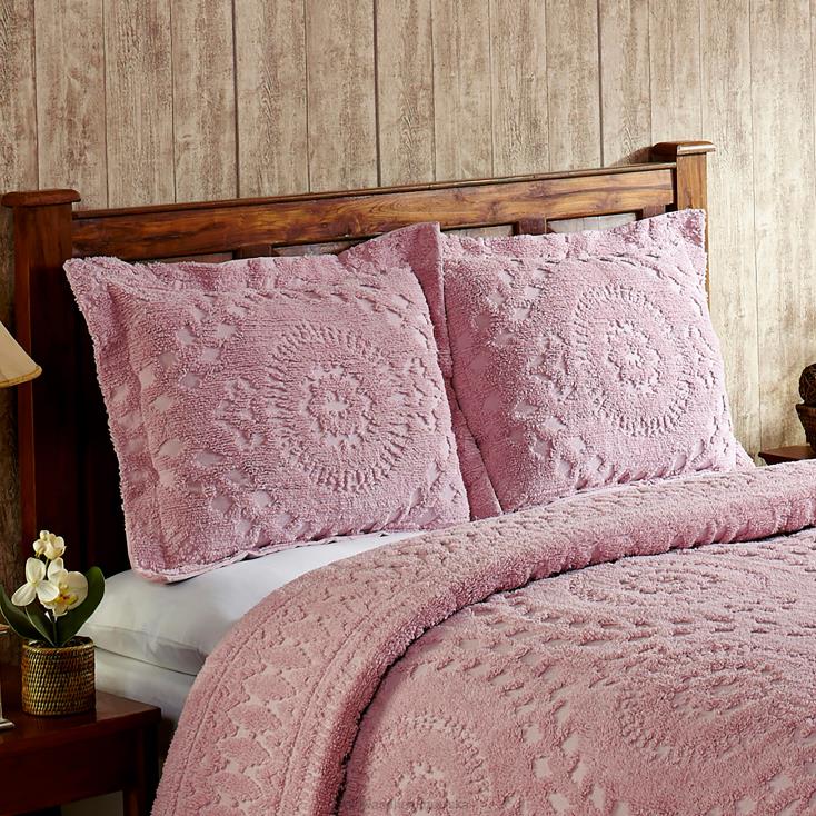 Plow & Hearth Corinne tuftowana bawełniana szenilowa poszetka - kość słoniowa - king 02XR62654 artykuły gospodarstwa domowego