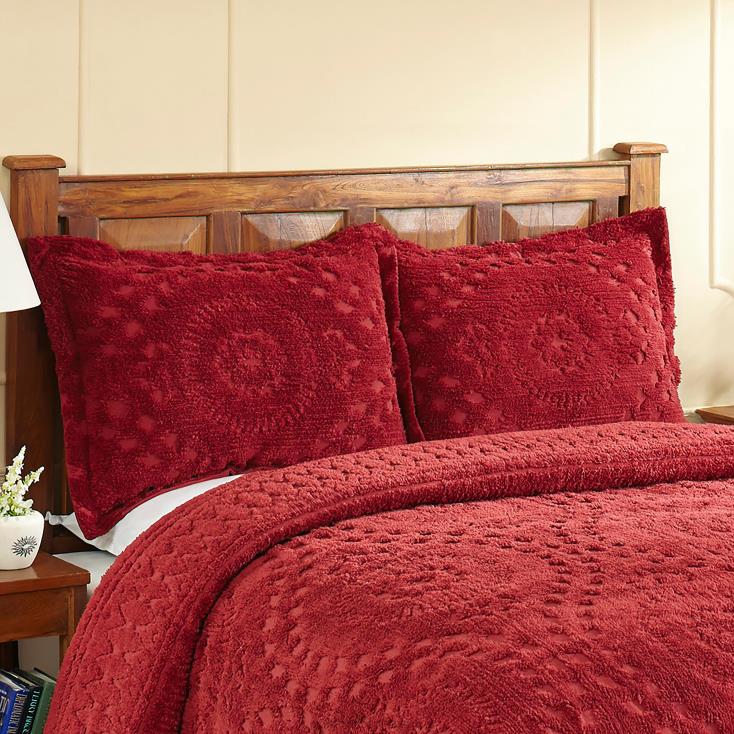 Plow & Hearth Corinne tuftowana bawełniana szenilowa poszetka - kość słoniowa - king 02XR62654 artykuły gospodarstwa domowego