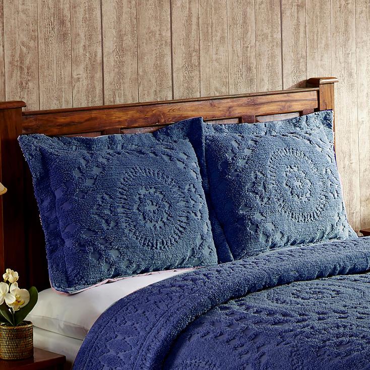 Plow & Hearth Corinne tuftowana bawełniana szenilowa poszetka - kość słoniowa - king 02XR62654 artykuły gospodarstwa domowego