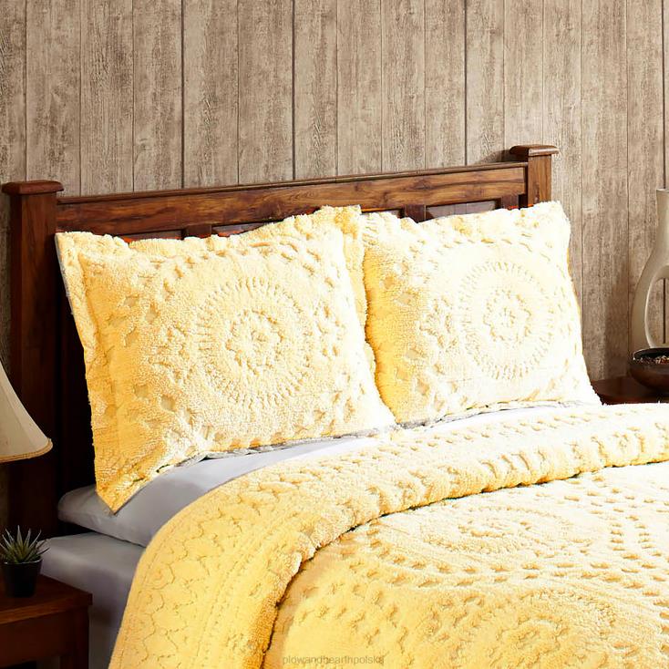 Plow & Hearth Corinne tuftowana bawełniana szenilowa poszetka - kość słoniowa - king 02XR62654 artykuły gospodarstwa domowego