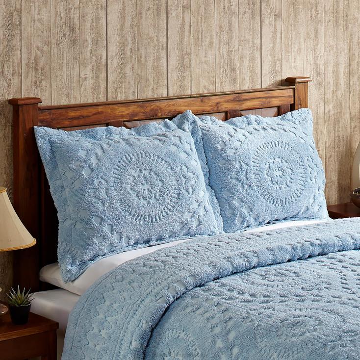 Plow & Hearth Corinne tuftowana bawełniana szenilowa poszetka - kość słoniowa - king 02XR62654 artykuły gospodarstwa domowego