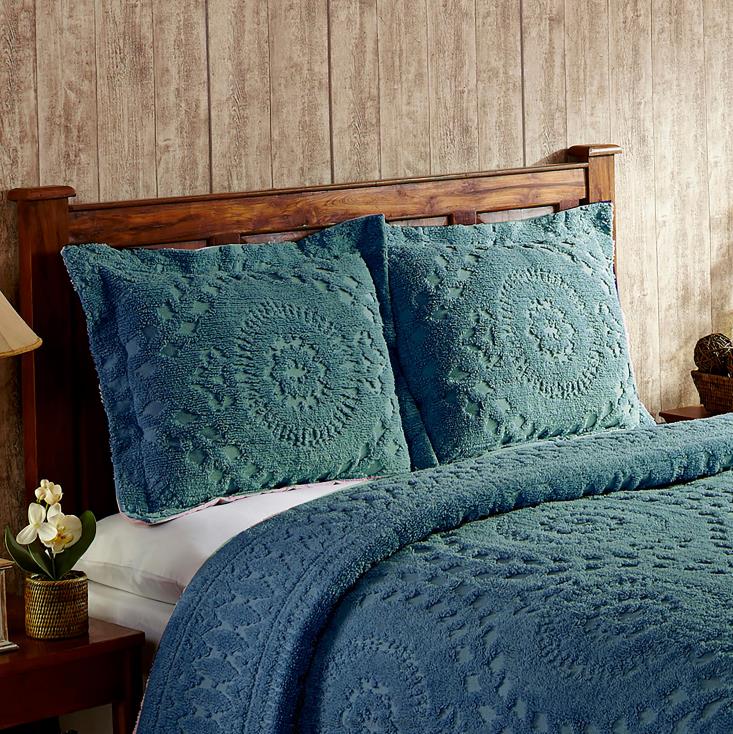 Plow & Hearth Corinne tuftowana bawełniana szenilowa poszetka - kość słoniowa - king 02XR62654 artykuły gospodarstwa domowego