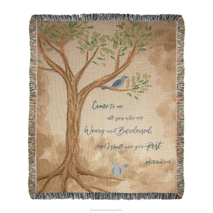 Plow & Hearth Bawełniany rzut gobelinowy „Przyjdź do mnie” wyprodukowany w USA 02XR62692 artykuły gospodarstwa domowego