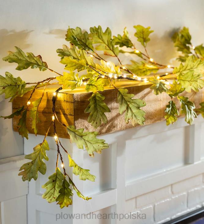 Plow & Hearth Oświetlona girlanda z mchu dębowego do użytku wewnątrz i na zewnątrz 02XR61559 artykuły gospodarstwa domowego