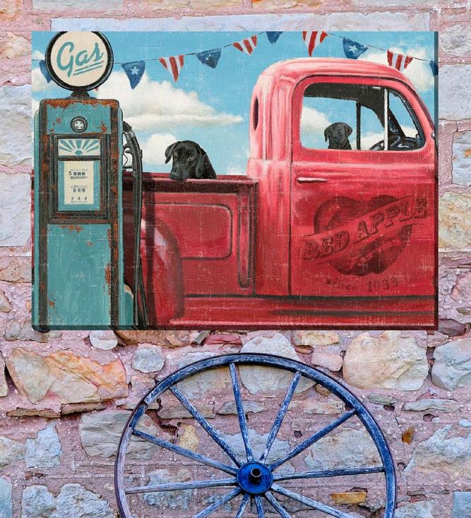 Plow & Hearth przejedź się płócienną grafiką ścienną wewnątrz/na zewnątrz 02XR61539 artykuły gospodarstwa domowego