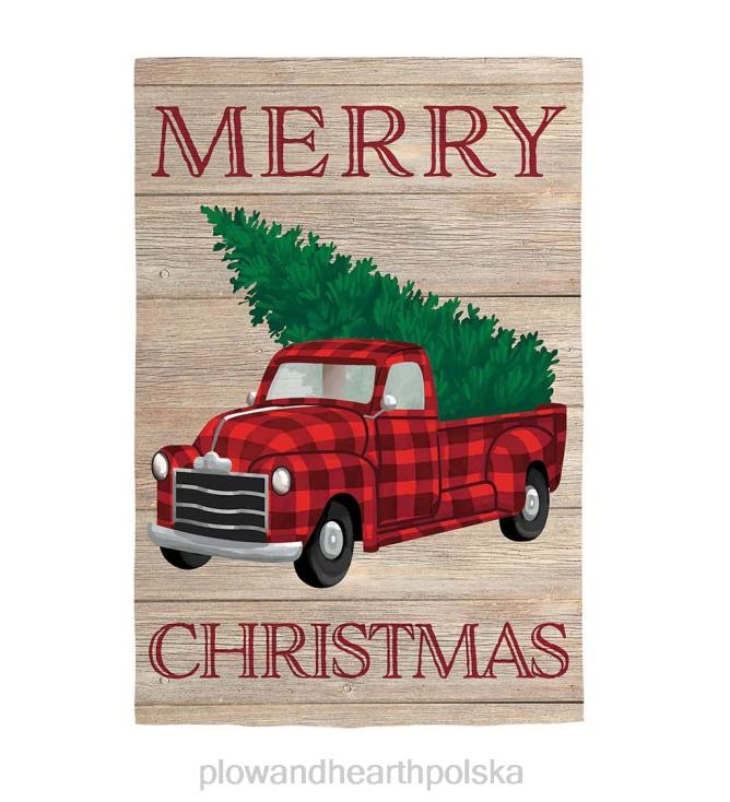 Plow & Hearth wesołych świąt w kratę i flaga domu z lnu 02XR61492 artykuły gospodarstwa domowego