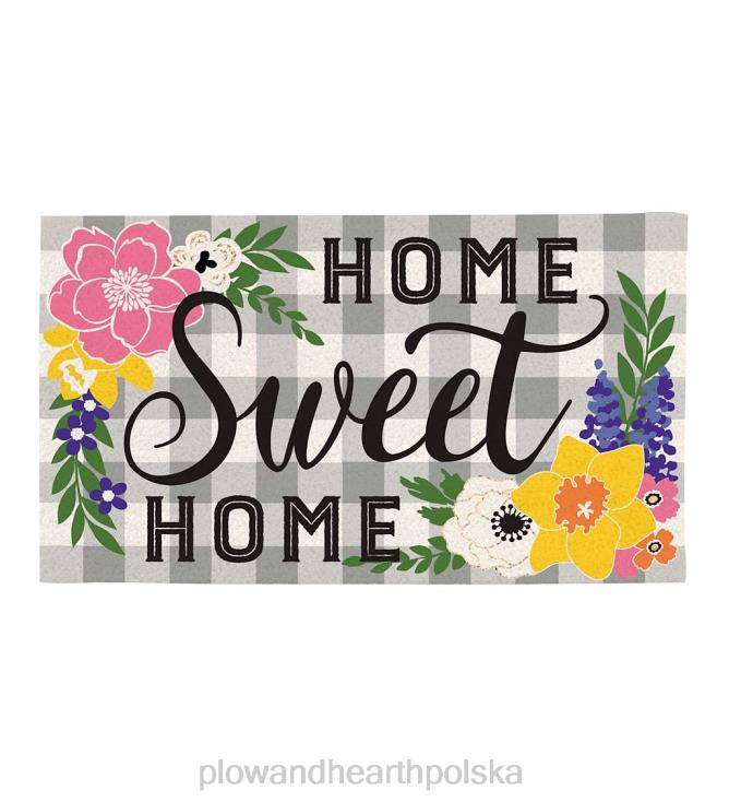 Plow & Hearth Mata z włókna kokosowego w kratę do użytku wewnątrz/na zewnątrz domu Sweet Home 02XR61383 artykuły gospodarstwa domowego