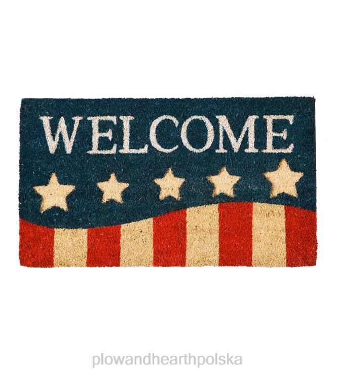 Plow & Hearth Patriotyczne paski do wnętrz i na zewnątrz Mata z włókna kokosowego 02XR61382 artykuły gospodarstwa domowego