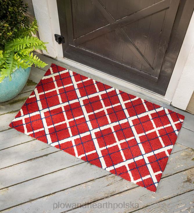 Plow & Hearth Patriotyczny dywanik w kratę z polipropylenu do użytku wewnątrz i na zewnątrz 02XR61322 artykuły gospodarstwa domowego