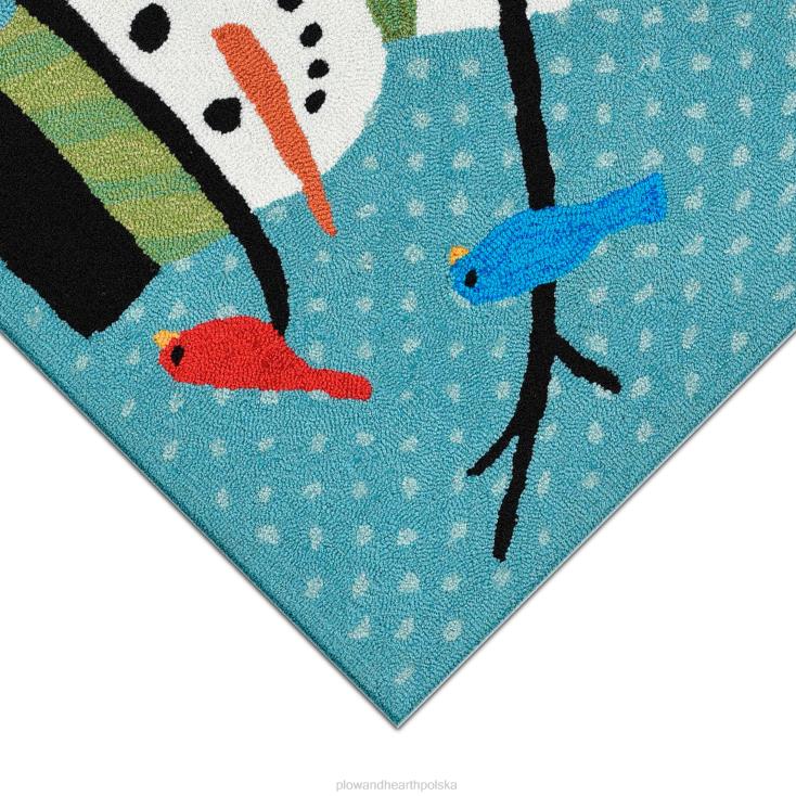 Plow & Hearth Ręcznie szyty dywanik z bałwanem i ptakami do użytku wewnątrz i na zewnątrz 02XR61316 artykuły gospodarstwa domowego