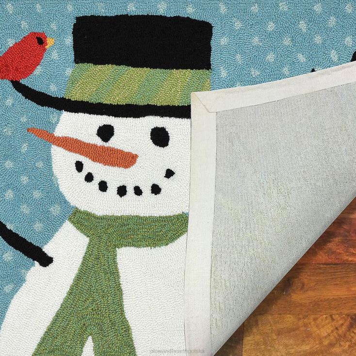 Plow & Hearth Ręcznie szyty dywanik z bałwanem i ptakami do użytku wewnątrz i na zewnątrz 02XR61316 artykuły gospodarstwa domowego