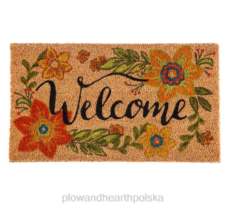 Plow & Hearth kolorowa, kwiatowa mata z kokosa 02XR61424 artykuły gospodarstwa domowego