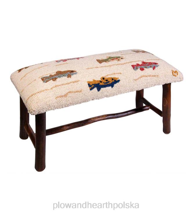 Plow & Hearth Letnia ławka z ręcznie robionej wełny i drewna hikorowego z pstrąga 02XR62074 artykuły gospodarstwa domowego