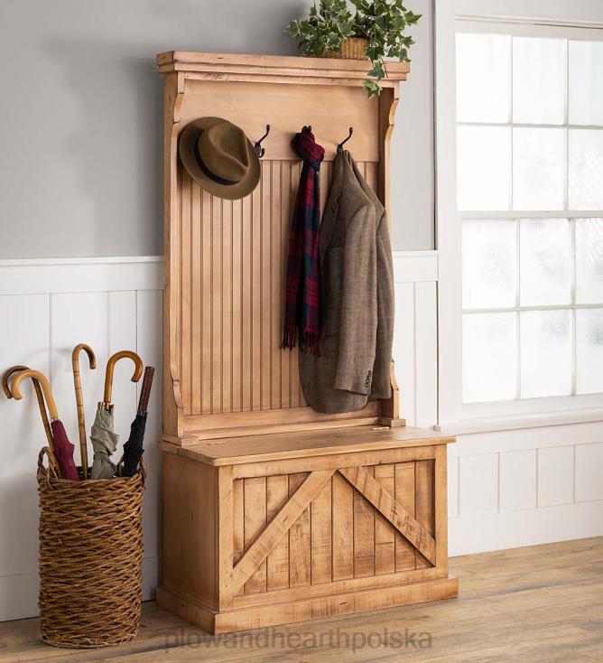 Plow & Hearth Zielone drzewko do kręgli z ławką do przechowywania - rustykalna czerń 02XR62067 artykuły gospodarstwa domowego