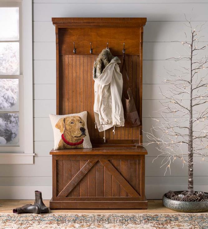 Plow & Hearth Zielone drzewko do kręgli z ławką do przechowywania - rustykalna czerń 02XR62067 artykuły gospodarstwa domowego