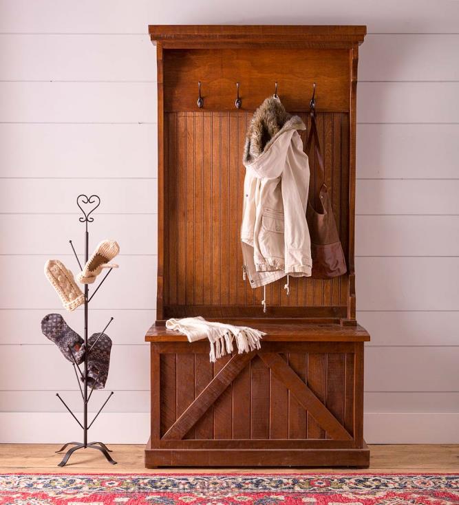 Plow & Hearth Zielone drzewko do kręgli z ławką do przechowywania - rustykalna czerń 02XR62067 artykuły gospodarstwa domowego