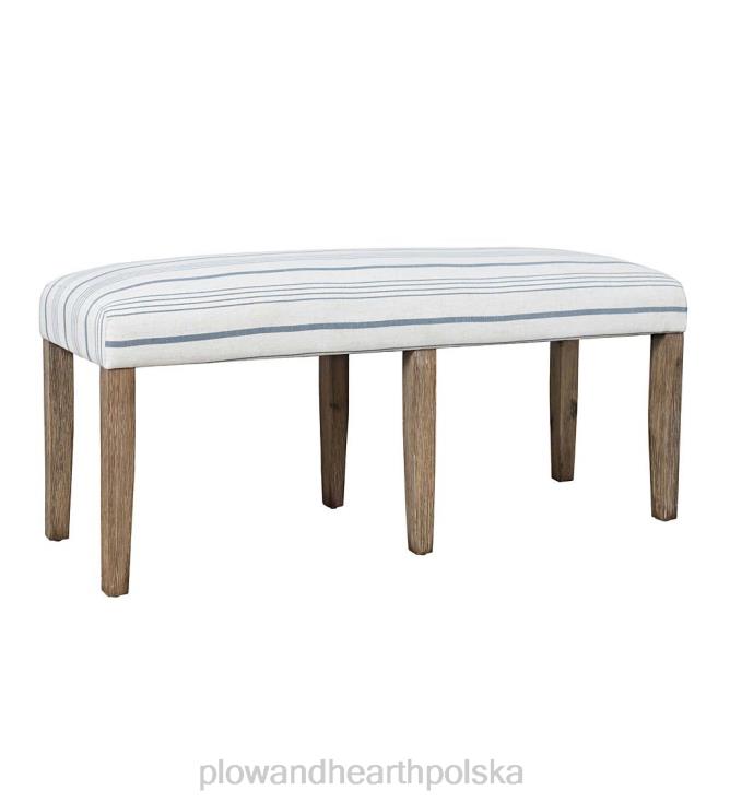 Plow & Hearth Ławka tapicerowana bez oparcia Hatteras - niebieski pasek 02XR62064 artykuły gospodarstwa domowego