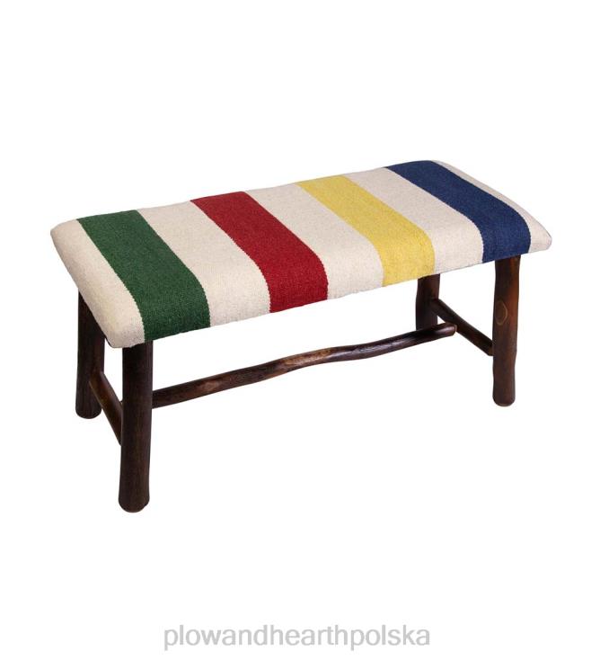 Plow & Hearth Ławka z ręcznie haftowanej wełny i hikory w średnich blokach kolorów 02XR62075 artykuły gospodarstwa domowego