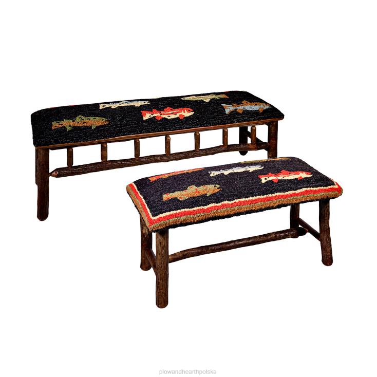 Plow & Hearth Ławka z ręcznie robionej wełny i hikory dla ryb rzecznych 02XR62073 artykuły gospodarstwa domowego