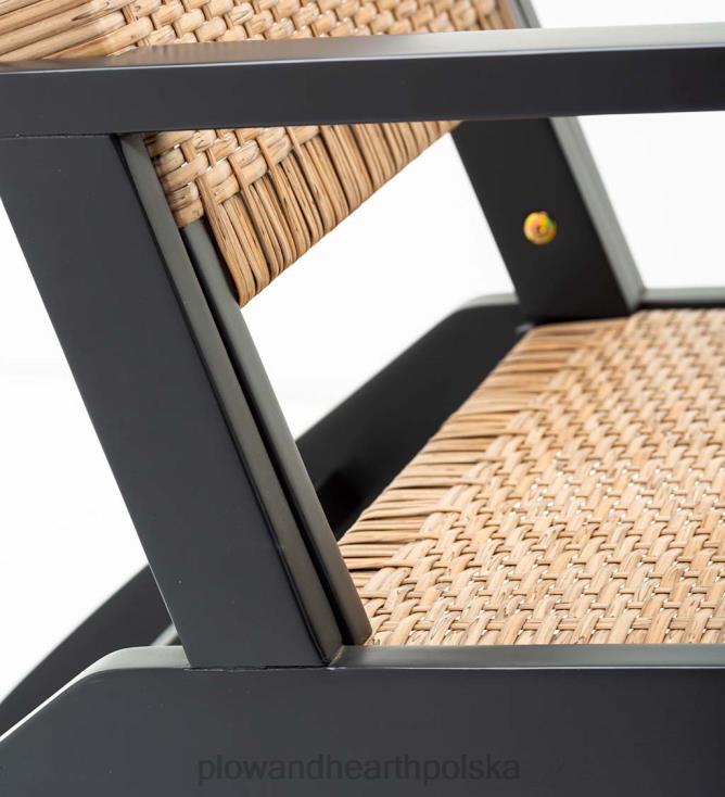Plow & Hearth Claytor Eucalyptus meble ogrodowe, krzesło i otomana, zestaw 2-częściowy - czarny 02XR61094 artykuły gospodarstwa domowego