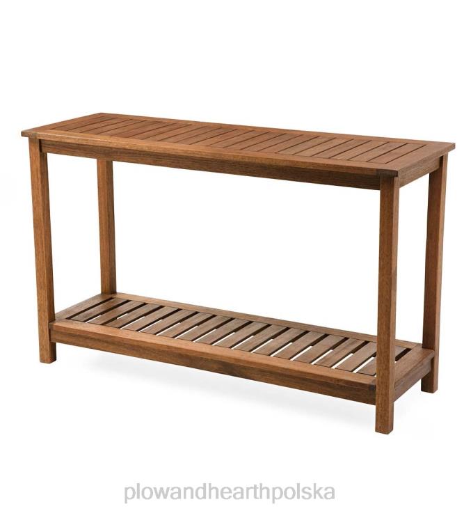 Plow & Hearth Konsola z drewna eukaliptusowego, kolekcja mebli ogrodowych Lancaster - naturalny 02XR61113 artykuły gospodarstwa domowego