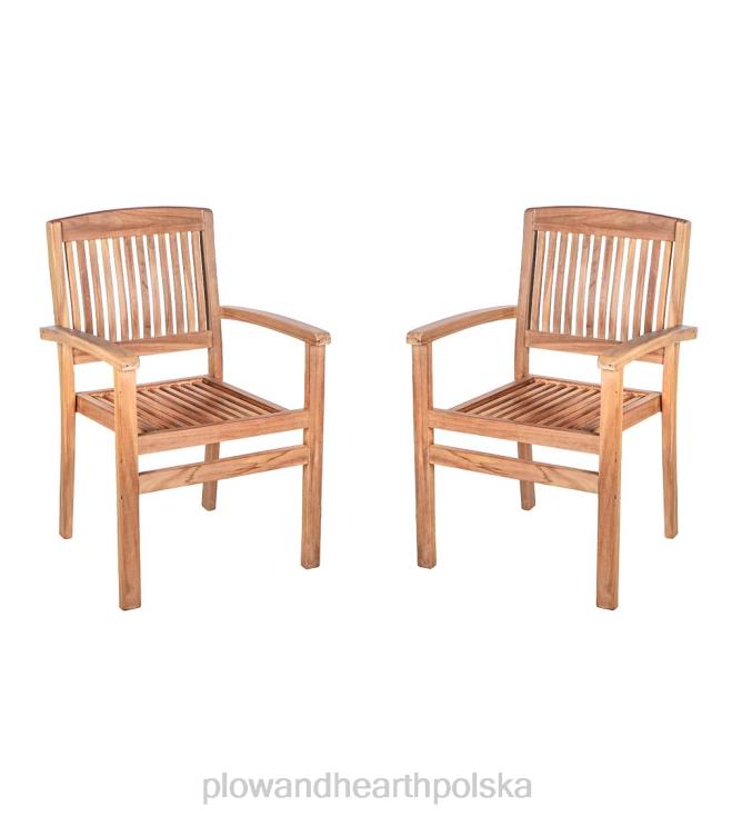 Plow & Hearth Krzesła z drewna tekowego, zestaw 2 szt 02XR61121 artykuły gospodarstwa domowego