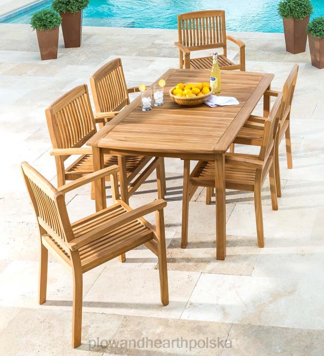 Plow & Hearth Krzesła z drewna tekowego, zestaw 2 szt 02XR61121 artykuły gospodarstwa domowego