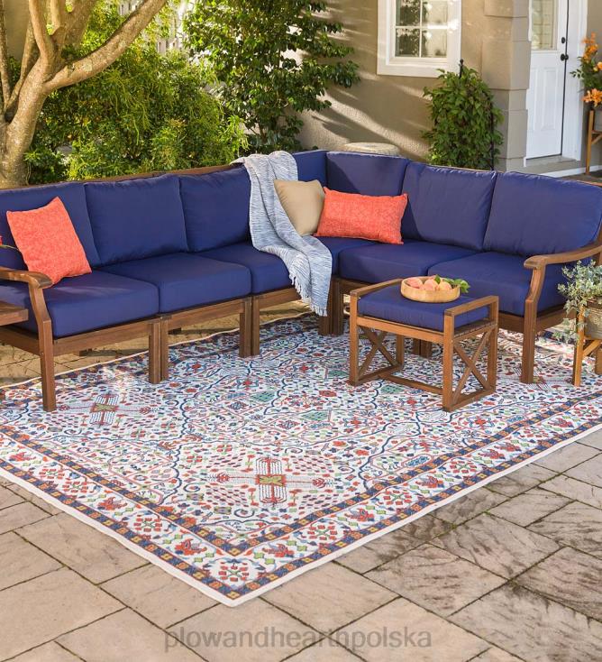 Plow & Hearth Krzesło segmentowe Claremont z prawym ramieniem i poduszkami - granatowy 02XR63212 artykuły gospodarstwa domowego