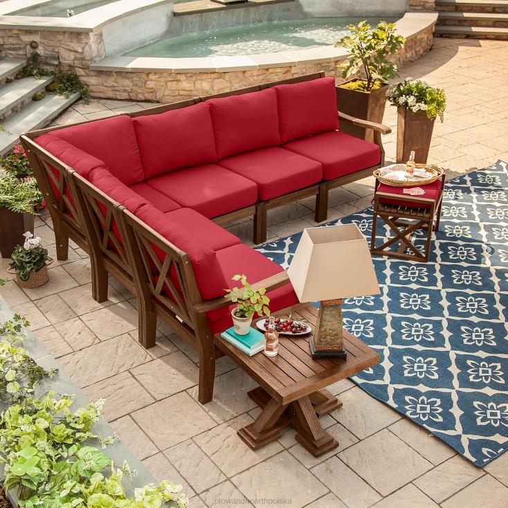 Plow & Hearth Krzesło segmentowe Claremont z prawym ramieniem i poduszkami - granatowy 02XR63212 artykuły gospodarstwa domowego