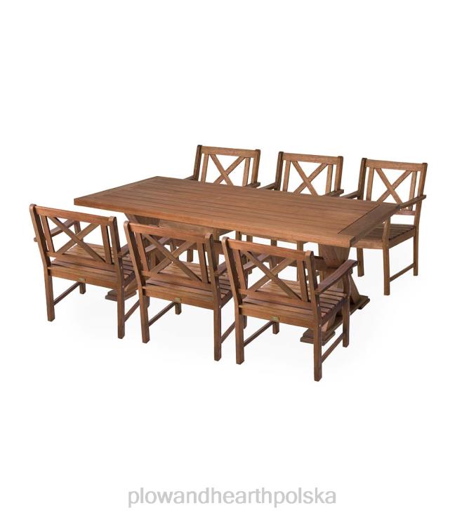 Plow & Hearth Meble do jadalni na świeżym powietrzu Claremont, stół i krzesła z eukaliptusa 02XR61085 artykuły gospodarstwa domowego