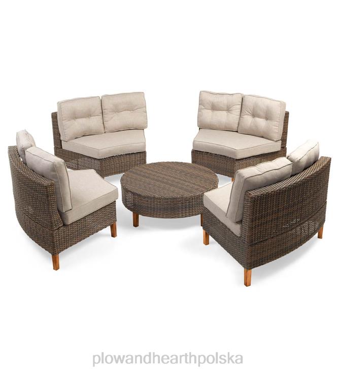 Plow & Hearth Modułowy zestaw do siedzenia ogrodowego Kingwood, 5-częściowy - brązowy 02XR61104 artykuły gospodarstwa domowego