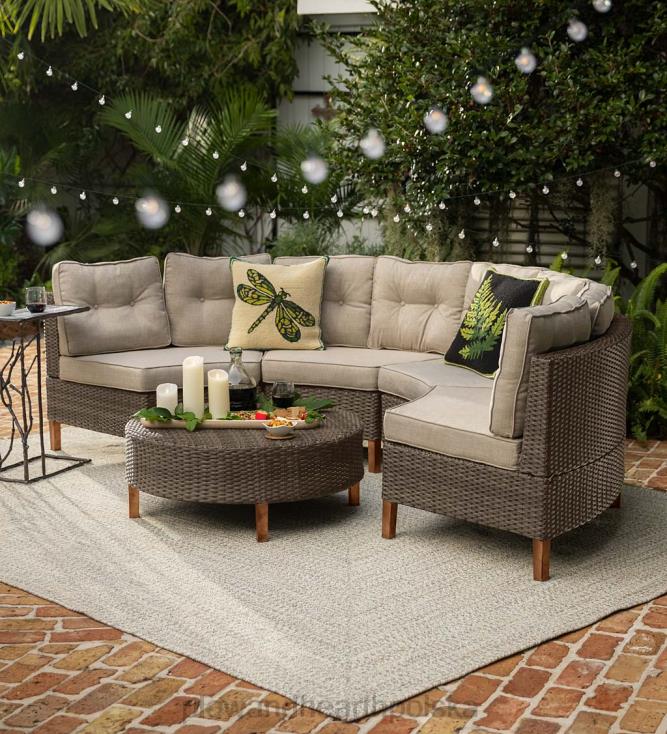 Plow & Hearth Modułowy zestaw do siedzenia ogrodowego Kingwood, 5-częściowy - brązowy 02XR61104 artykuły gospodarstwa domowego