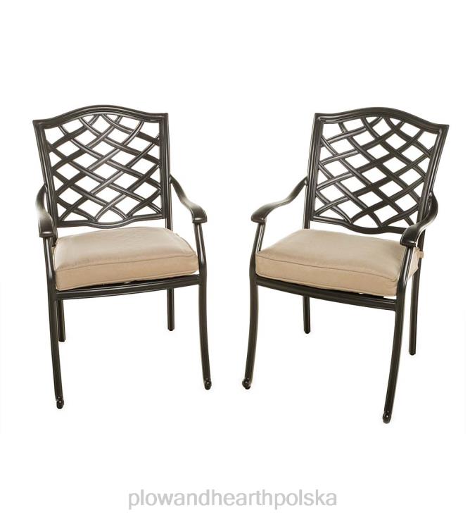 Plow & Hearth Park Grove 4-częściowy zestaw do siedzenia na zewnątrz z odlewanego aluminium z poduszkami 02XR61132 artykuły gospodarstwa domowego