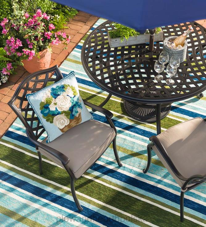 Plow & Hearth Park Grove Odlewany z aluminium 5-częściowy zestaw do jadalni na zewnątrz z poduszkami 02XR61149 artykuły gospodarstwa domowego