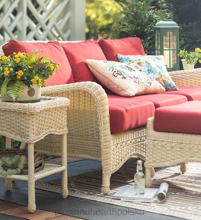 Plow & Hearth Perspektywa Hill zewnętrzna wiklinowa sofa z głębokim siedziskiem i poduszkami 02XR61102 artykuły gospodarstwa domowego