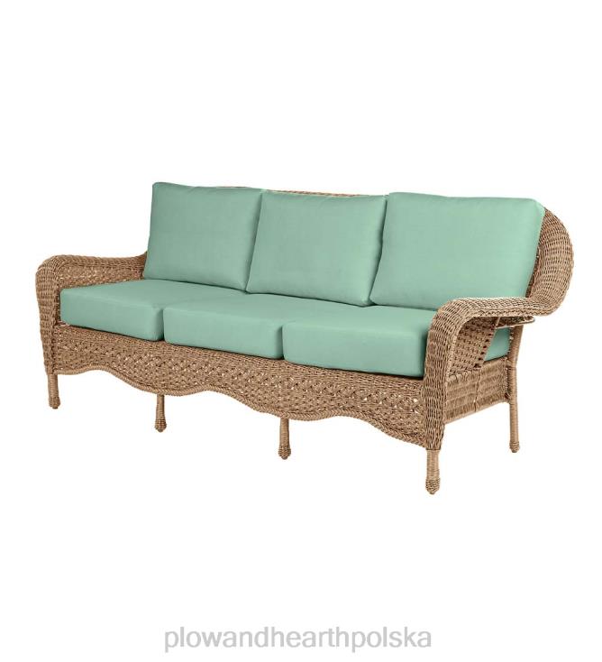 Plow & Hearth Perspektywa Hill zewnętrzna wiklinowa sofa z głębokim siedziskiem i poduszkami 02XR61102 artykuły gospodarstwa domowego